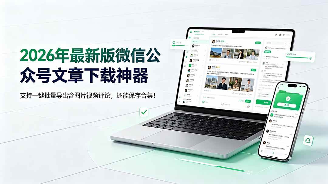 （19486期）2026年最新版微信公众号文章下载神器，支持一键批量导出含图片视频评论，还能保存合集！-优优云网创