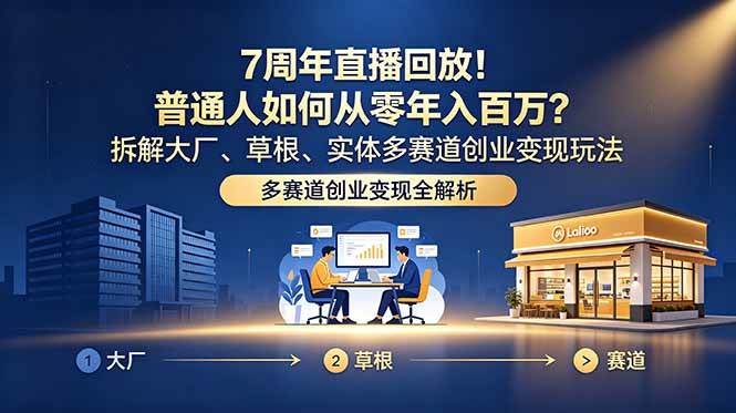 （18894期）7周年直播回放！普通人如何从零年入百万？拆解大厂、草根、实体多赛道创业变现玩法-优优云网创