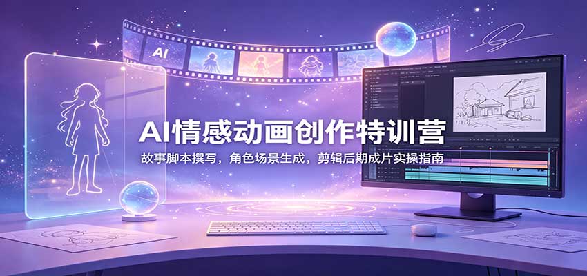 AI情感动画创作特训营：故事脚本撰写，角色场景生成，剪辑后期成片实操指南-优优云网创