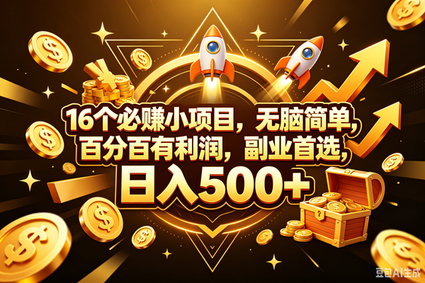 （18440期）16个必赚钱的小项目，百分百赚米，无脑简单，副业首选，日入300+-优优云网创