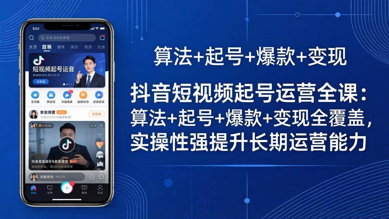 （18071期）抖音短视频起号运营全课：算法+起号+爆款+变现全覆盖，实操性强提升长期运营能力-优优云网创