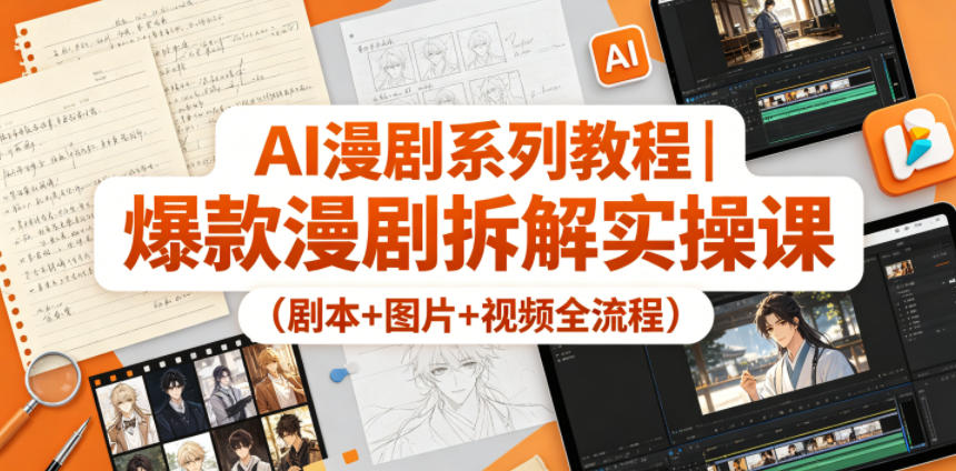 AI漫剧系列教程｜爆款漫剧拆解实操课（剧本+图片+视频全流程）-优优云网创