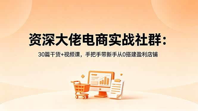 （18529期）资深大佬电商实战社群：30篇干货+视频课，手把手带新手从0搭建盈利店铺-优优云网创