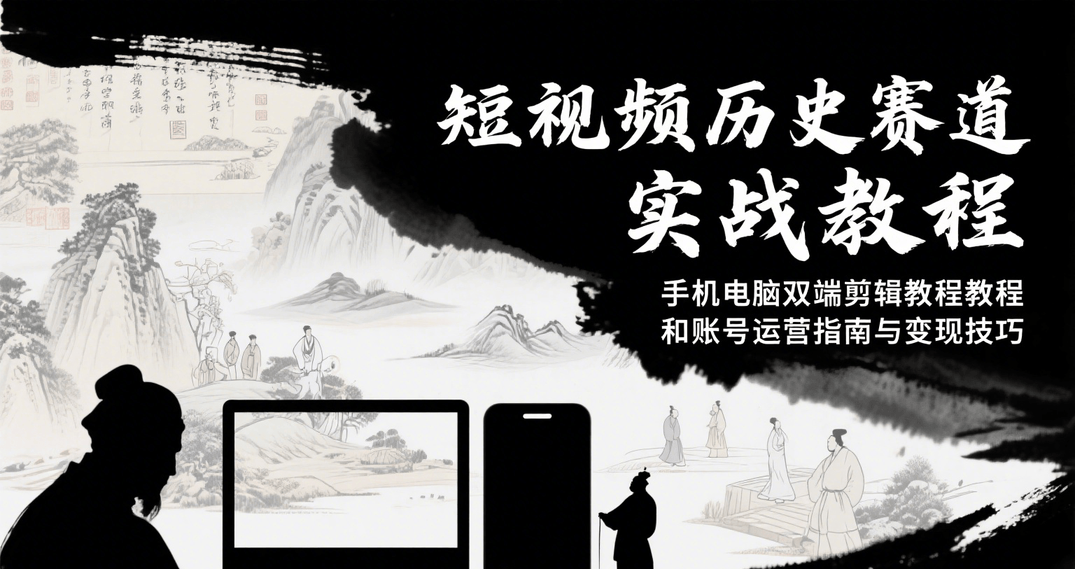 短视频历史赛道实战教程，手机电脑双端剪辑教程和账号运营指南与变现技巧-优优云网创