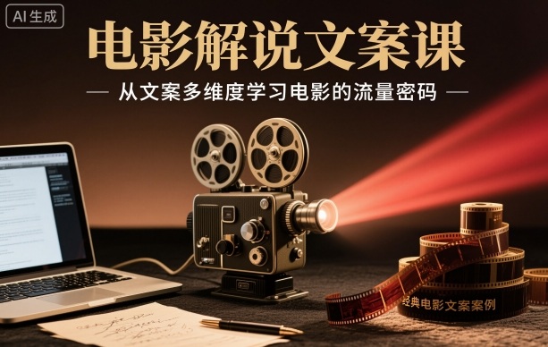 电影解说文案课，从文案多维度学习电影的流量密码-优优云网创