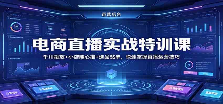电商直播实战特训课：千川投放+小店随心推+选品憋单，快速掌握直播运营技巧-优优云网创