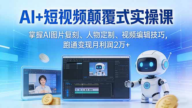（17454期）AI+短视频颠覆式实操课：掌握AI图片复刻、人物定制、视频编辑技巧，跑通变现月利润2万+-优优云网创