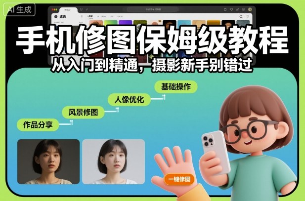 手机修图保姆级教程,从入门到精通,摄影新手别错过-优优云网创