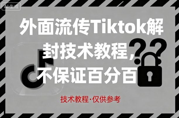 外面流传Tiktok解封技术教程，不保证百分百，具体自测-优优云网创