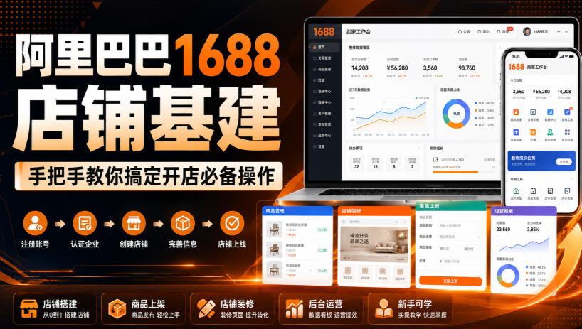 阿里巴巴1688店铺基建，手把手教你搞定开店必备操作（更新8月）-优优云网创