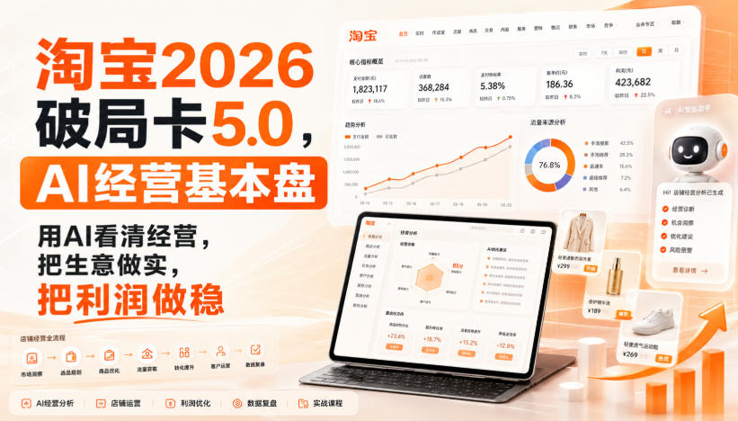 智篆商业-淘宝2026破局卡5.0，AI经营基本盘，用AI看清经营，把生意做实，把利润做稳-优优云网创