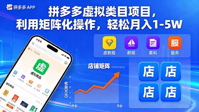（16025期）拼多多虚拟类目项目，利用矩阵化操作，轻松月入1-5W-优优云网创