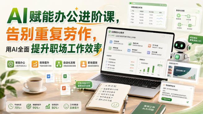 AI赋能办公进阶课，告别重复劳作，用AI全面提升职场工作效率-优优云网创