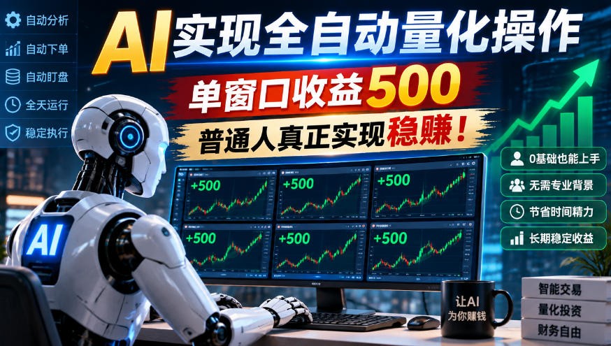 AI实现全自动量化，单窗口月入收益500，别嫌收益少，靠谱最重要！-优优云网创