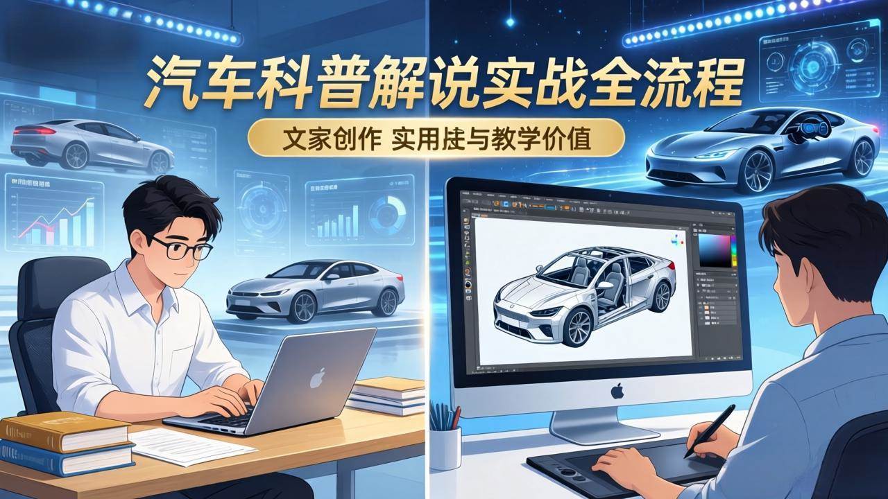 （17665期）抖音汽车科普解说实战：文案+动画+画面处理+去水印全流程，打造专业汽车科普视频-优优云网创