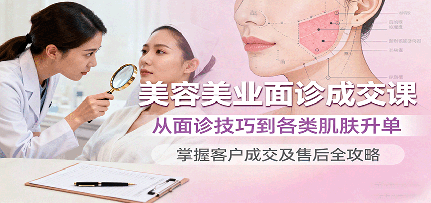 美容美业面诊成交课，从面诊技巧到各类肌肤升单，掌握客户成交及售后全攻略-优优云网创