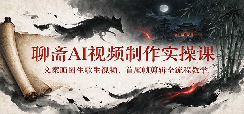 聊斋AI视频制作实操课:文案画图生歌生视频,首尾帧剪辑全流程教学 聊斋AI视频制作实操课:文案画图生歌生视频,首尾帧剪辑全流程教学