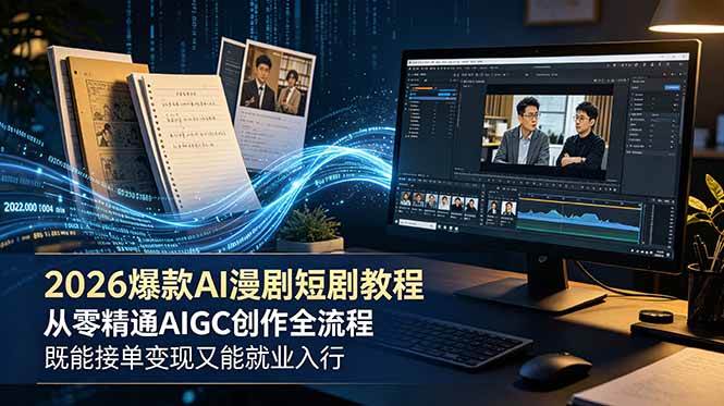 (18980期)2026 爆款 AI 漫剧短剧教程 从零精通 AIGC 创作全流程 既能接单变现又能就业入行-优优云网创