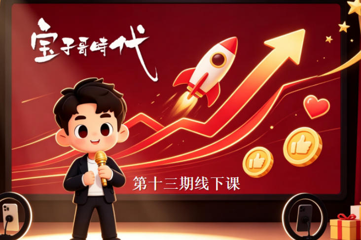 宝子哥抖音直播第13期VIP线下课9月5-6日，26年最值得看的直播课程，快速突破直播间流量瓶颈，打造高效起号闭环-优优云网创