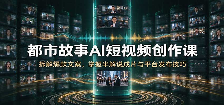 都市故事AI短视频创作课：拆解爆款文案，掌握半解说成片与平台发布技巧-优优云网创