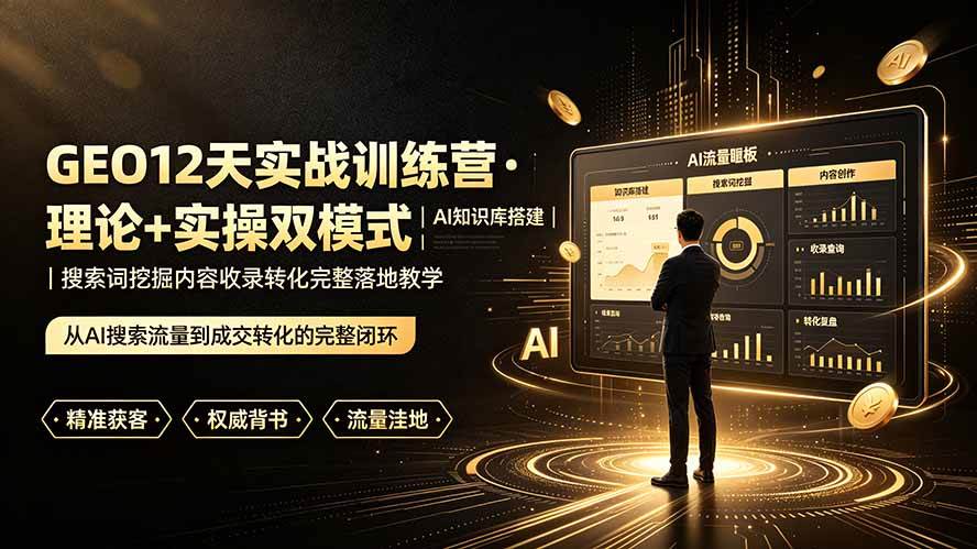 (19277期)GEO12天实战训练营·理论+实操双模式|AI知识库搭建|搜索词挖掘内容收录转化完整落地教学-优优云网创
