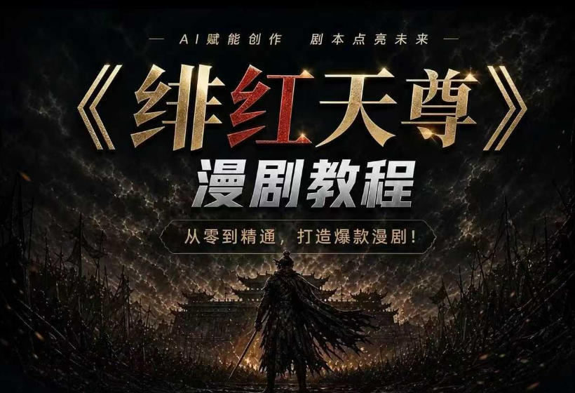 绯红天尊AI漫剧系统教程｜从零入门到精通，工具运用+剧本创作+爆款逻辑+提示词素材+镜头剪辑，全套爆款漫剧落地实战课-优优云网创