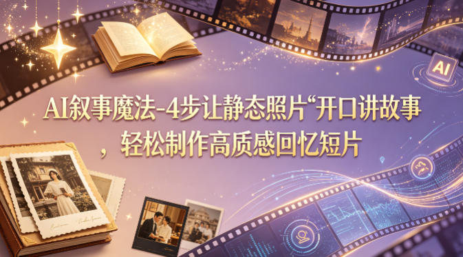 AI叙事魔法-4步让静态照片“开口讲故事”，轻松制作高质感回忆短片-优优云网创