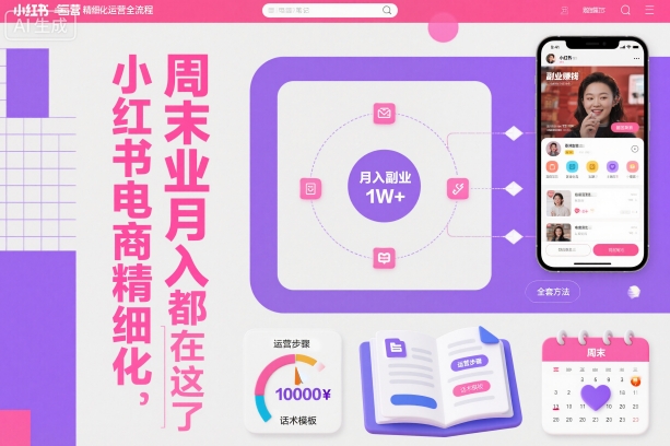 小红书电商精细化运营全流程，周末副业月入1W+，全套方法都在这了-优优云网创