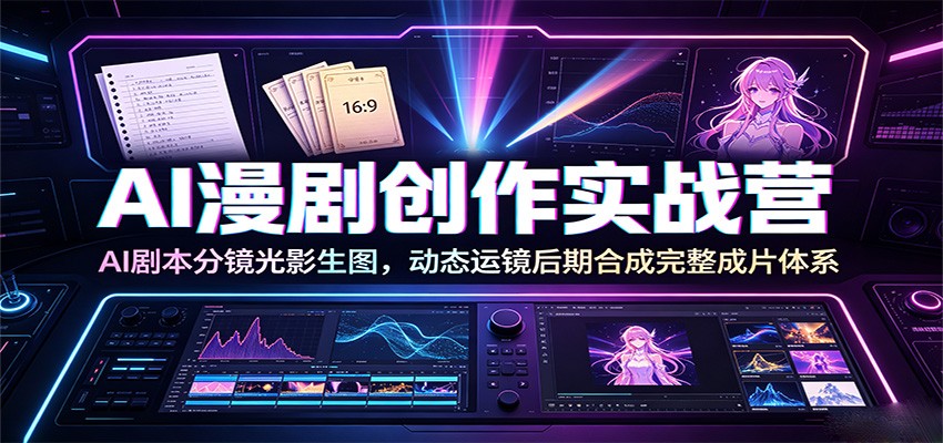 AI漫剧创作实战营:AI剧本分镜光影生图,动态运镜后期合成完整成片体系-优优云网创