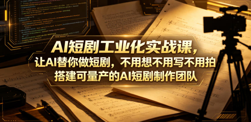 AI短剧工业化实战课,让AI替你做短剧,不用想不用写不用拍,搭建可量产的AI短剧制作团队-优优云网创