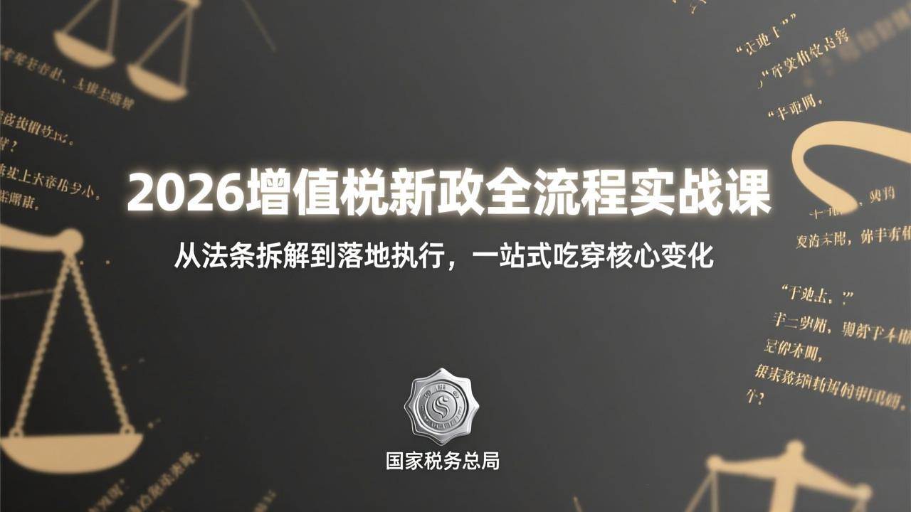 （17529期）2026增值税新政全流程实战课：从法条拆解到落地执行，一站式吃透核心变化-优优云网创