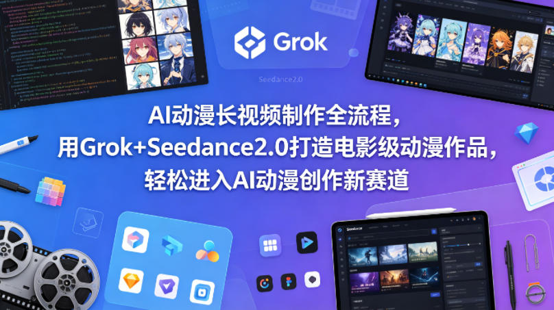 AI动漫长视频制作全流程，用Grok+Seedance2.0打造电影级动漫作品，轻松进入AI动漫创作新赛道-优优云网创