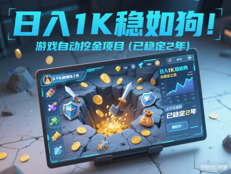 日入1K稳如狗！游戏自动挖金项目（已稳定2年），永不失业的副业之选【揭秘】-优优云网创