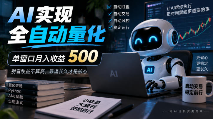 AI实现全自动量化，单窗口月入收益500，别看收益不算高，靠谱长久才是核心【揭秘】-优优云网创