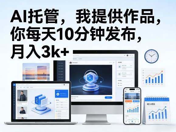 公众号AI托管，我提供作品，你每天10分钟发布，月入3k+【揭秘】-优优云网创