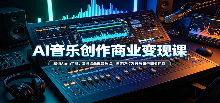 AI音乐创作商业变现课：精通Suno工具，掌握编曲混音改编，搞定版权发行与账号商业运营-优优云网创