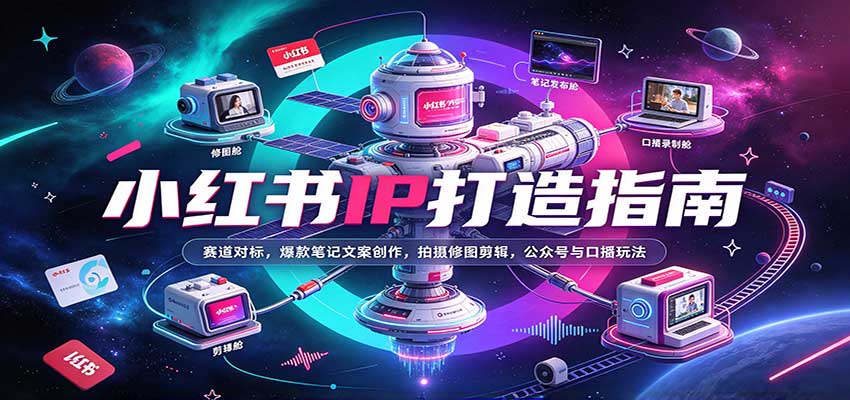 小红书IP打造指南：赛道对标，爆款笔记文案创作，拍摄修图剪辑，公众号与口播玩法-优优云网创