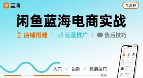 闲鱼蓝海电商实战,店铺搭建运营售后全流程