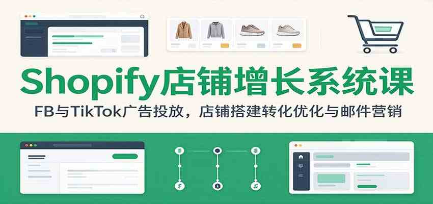 Shopify店铺增长系统课：FB与TikTok广告投放，店铺搭建转化优化与邮件营销-优优云网创