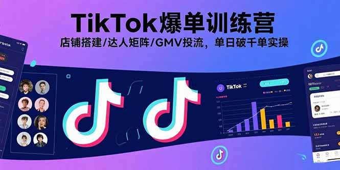 （15920期）TikTok爆单训练营，店铺搭建/达人矩阵/GMV投流，单日破千单实操-优优云网创
