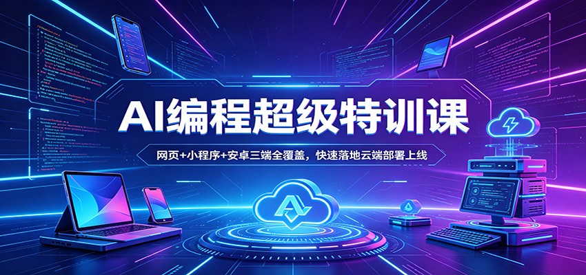 AI编程超级特训课：网页+小程序+安卓三端全覆盖，快速落地云端部署上线-优优云网创