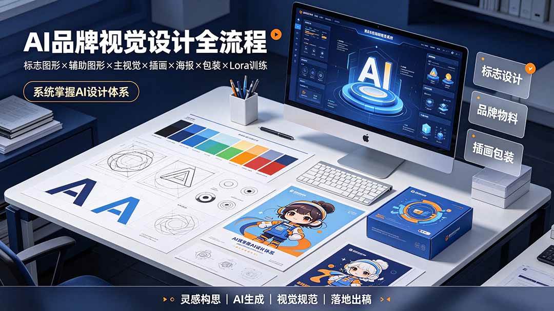 (19372期)AI品牌视觉设计全流程:标志图形×辅助图形×主视觉×插画×海报×包装×Lora训练,系统掌握AI设计体系-优优云网创