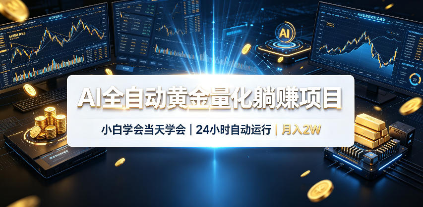 AI全自动黄金量化躺賺项目，小白学会当天学会，24小时自动运行，月入2W！【揭秘】-优优云网创