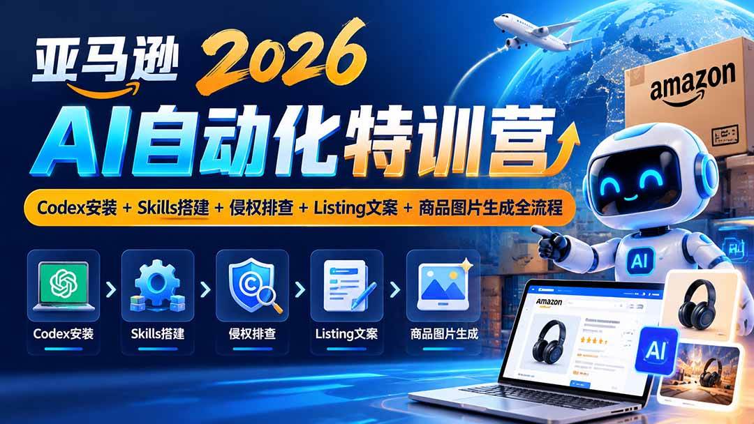 （20746期）亚马逊2026AI自动化-10月特训营：Codex安装+Skills搭建+侵权排查+Listing文案+商品图片生成全流程-优优云网创