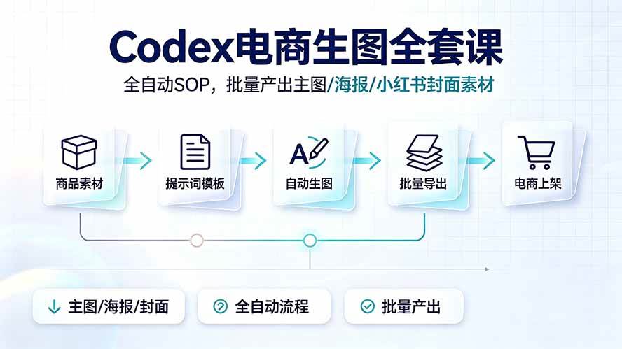 (19256期)Codex电商生图全套课|全自动SOP,批量产出主图/海报/小红书封面素材-优优云网创