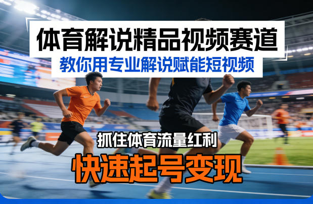 体育解说精品视频赛道，教你用专业解说赋能短视频，抓住体育流量红利，快速起号变现-优优云网创