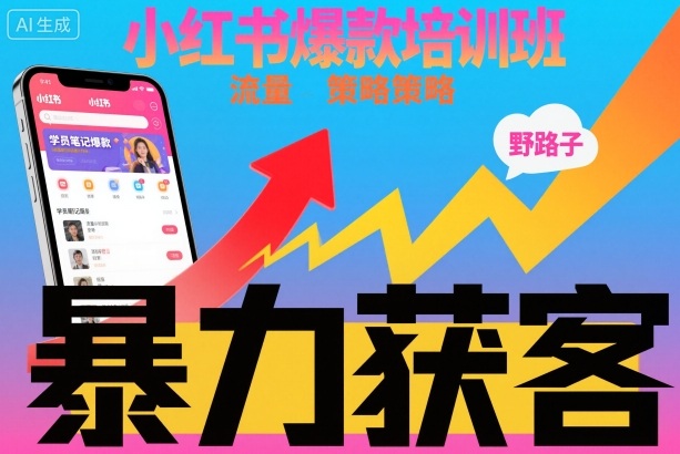 小红书爆款培训班,小红书获客野路子流量打法,暴力持续获客-优优云网创