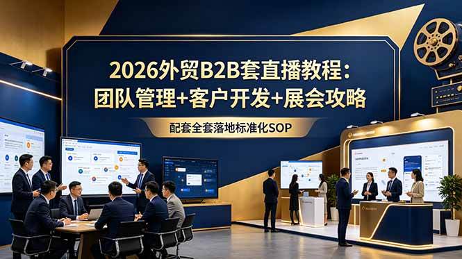 （18994期）2026外贸B2B套直播教程：团队管理+客户开发+展会攻略，配套全套落地标准化SOP-优优云网创