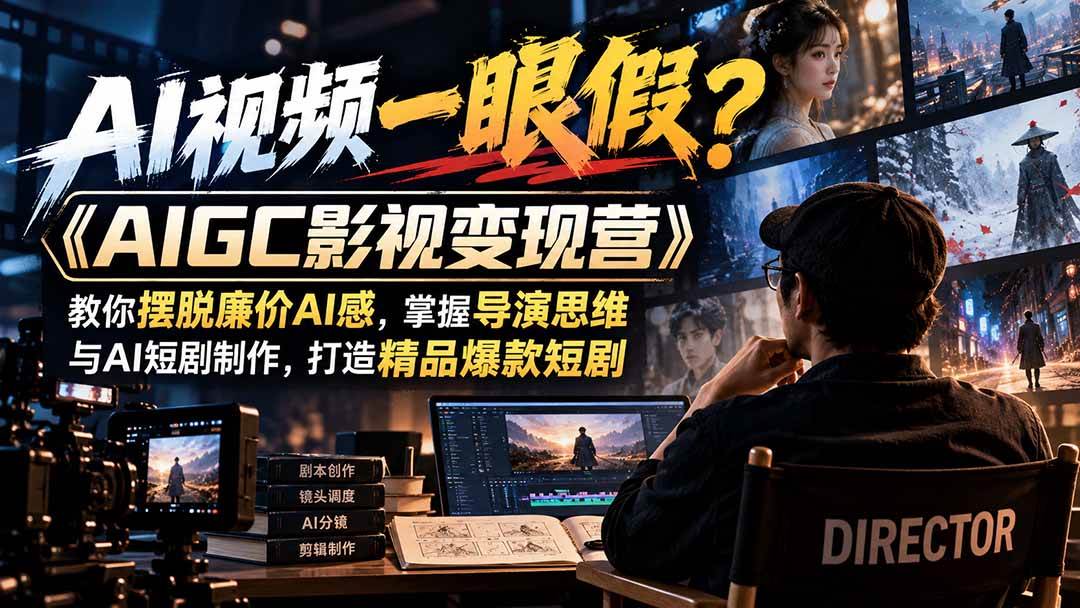（21133期）【无水印】AI视频一眼假？《AIGC影视变现营》教你摆脱廉价AI感，掌握导演思维与AI短剧制作，打造精品爆款短剧-优优云网创