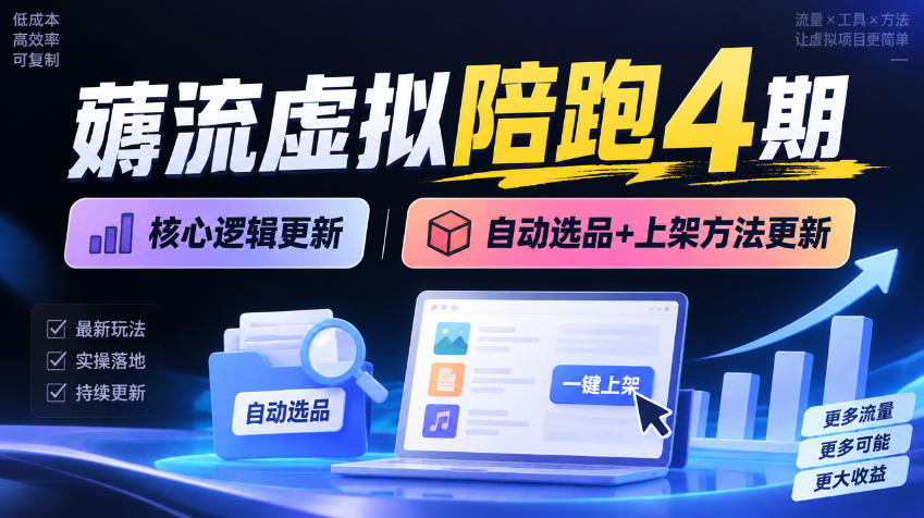 薅流虚拟陪跑4期丨核心逻辑更新丨自动选品+上架方法更新-优优云网创